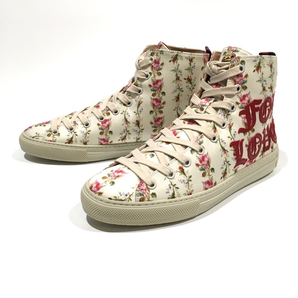 GUCCI 'BLIND FOR LOVE' FLORAL PRINT HIGH TOP SNEAKERS -WOMEN’S US 7 -NEW - Picture 3 of 10
